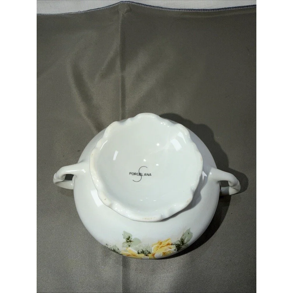Vintage Porcelana Schmidt Brazil Fine China Double Handled Sugar Bowl Base Only